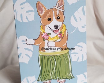 Corgi Hula Greeting Card