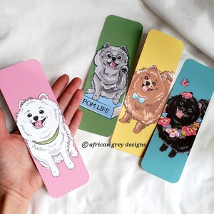 Large Pomeranian Bookmarks - Eco-friendly Set of 4 Printed on Linen Paper