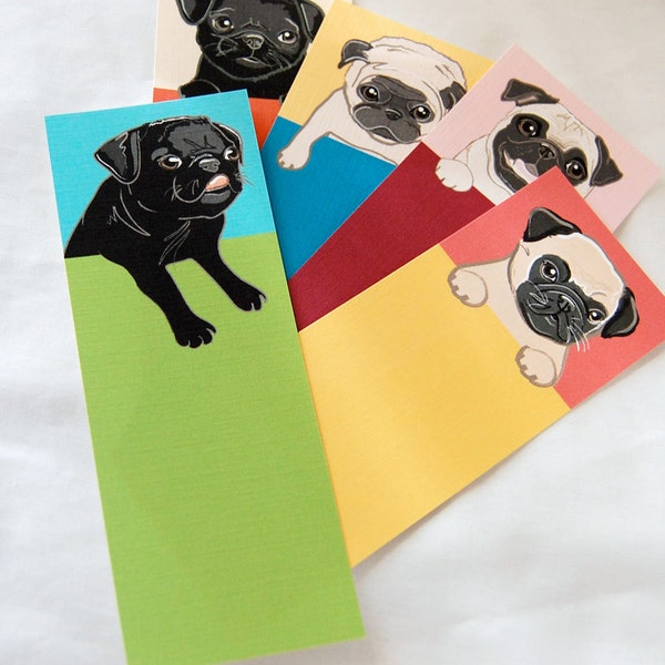 Pug Bookmarks - Eco-friendly Set of 5
