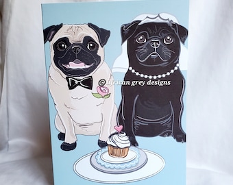 Wedding Pugs Greeting Card