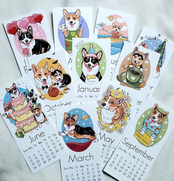 2022 Calendar Printed on Recycled Linen Paper Mini Desk Size