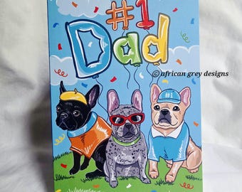 French Bulldog Dad Balloons Greeting Card