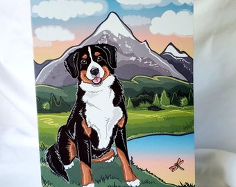 Bernese Mountain Dog Greeting Card - Mountain Landscape