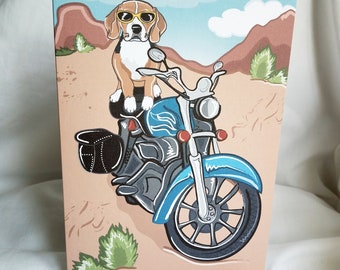 Motorcycle Beagle Greeting Card