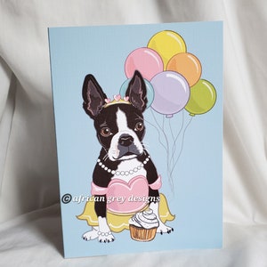 Princess Boston Terrier &#39;n Balloons Greeting Card