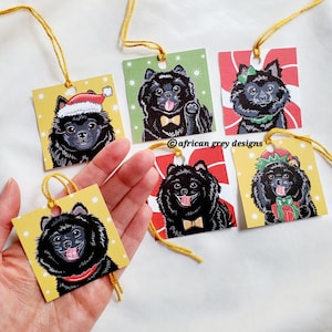 Pomeranian Mini Ornaments - Set of 6 Printed on Recycled Linen Paper - Choose Your Fur Colors