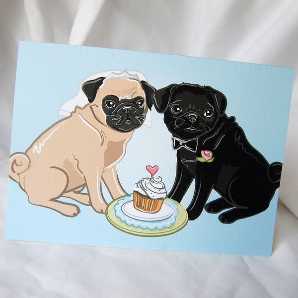 Wedding Pugs - Greeting Card