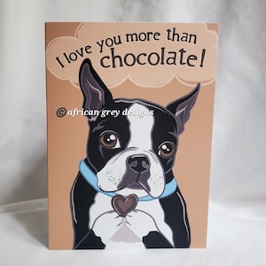 Chocolate Boston Terrier Greeting Card