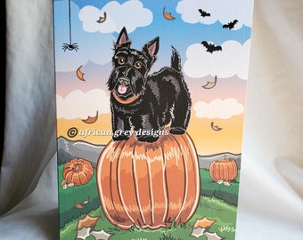 Scottish Terrier Pumpkin Patch Greeting Card