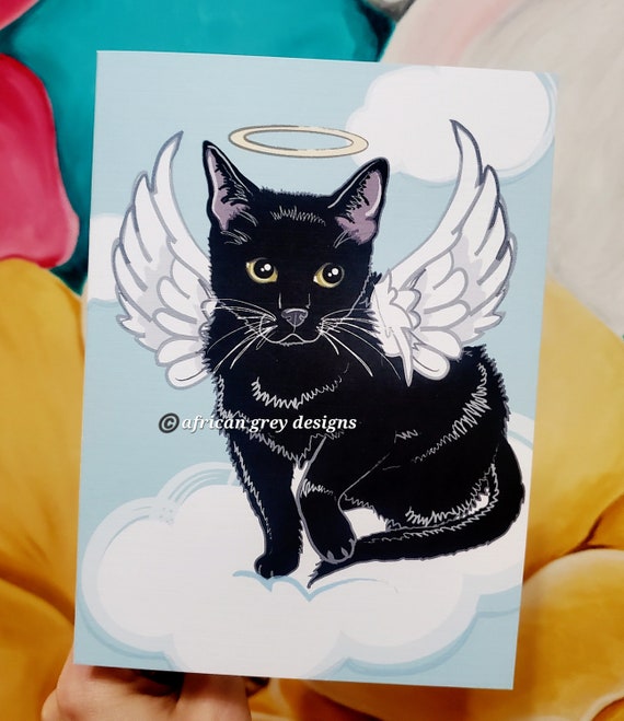 Designer Greetings Cat With Wings Die Cut Sympathy Card – Pet Loss