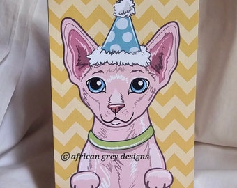 Party Sphynx Cat Greeting Card