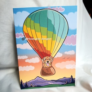 Golden Retriever Hot Air Balloon Greeting Card
