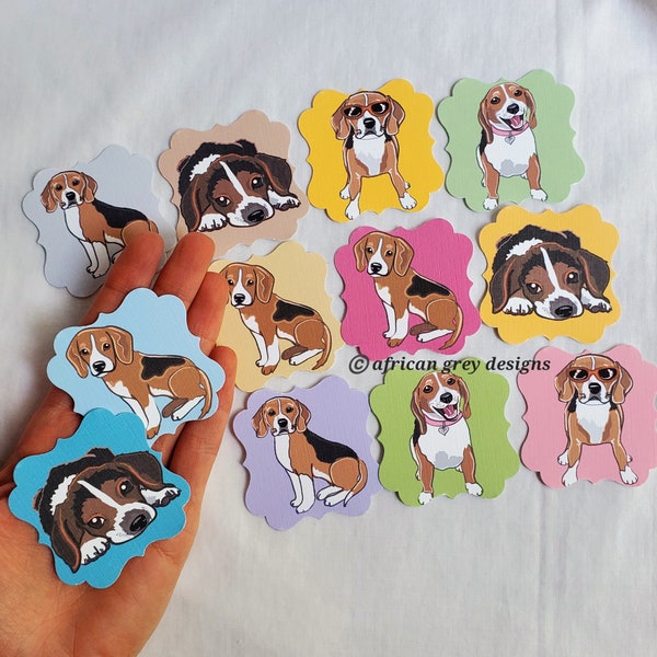 Beagle Die Cut Collection - Eco-friendly Set of 12 - Scrapbooking Embellishment