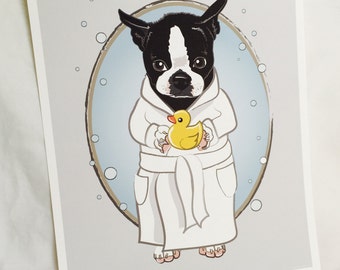 Bubbly Boston Terrier - 8x10 Eco-friendly Print