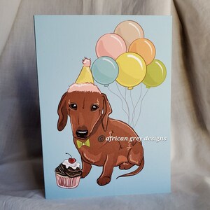 Dachshund &#39;n Balloons Greeting Card
