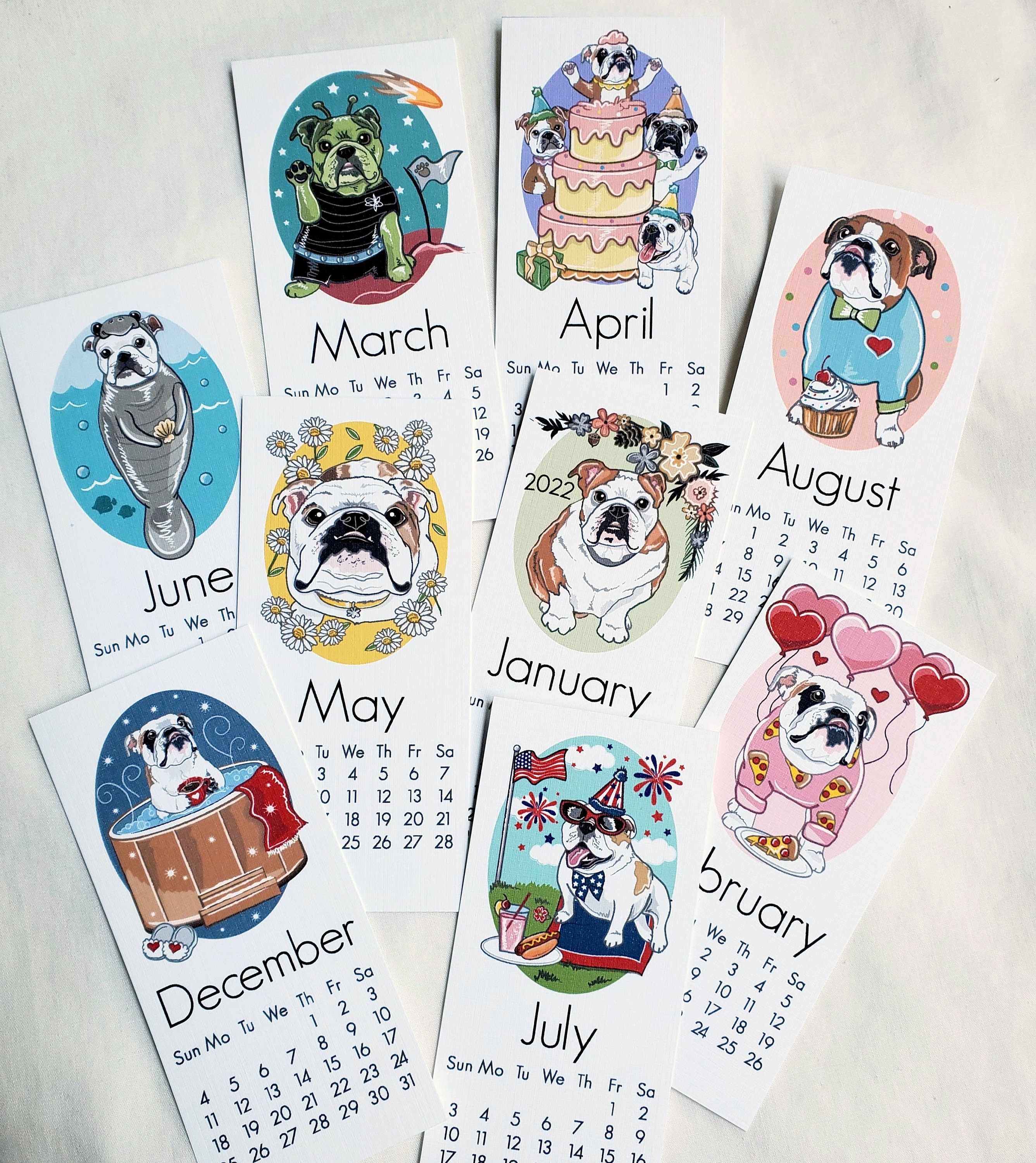 2022 English Bulldog Calendar Mini Desk Size Printed On | Etsy