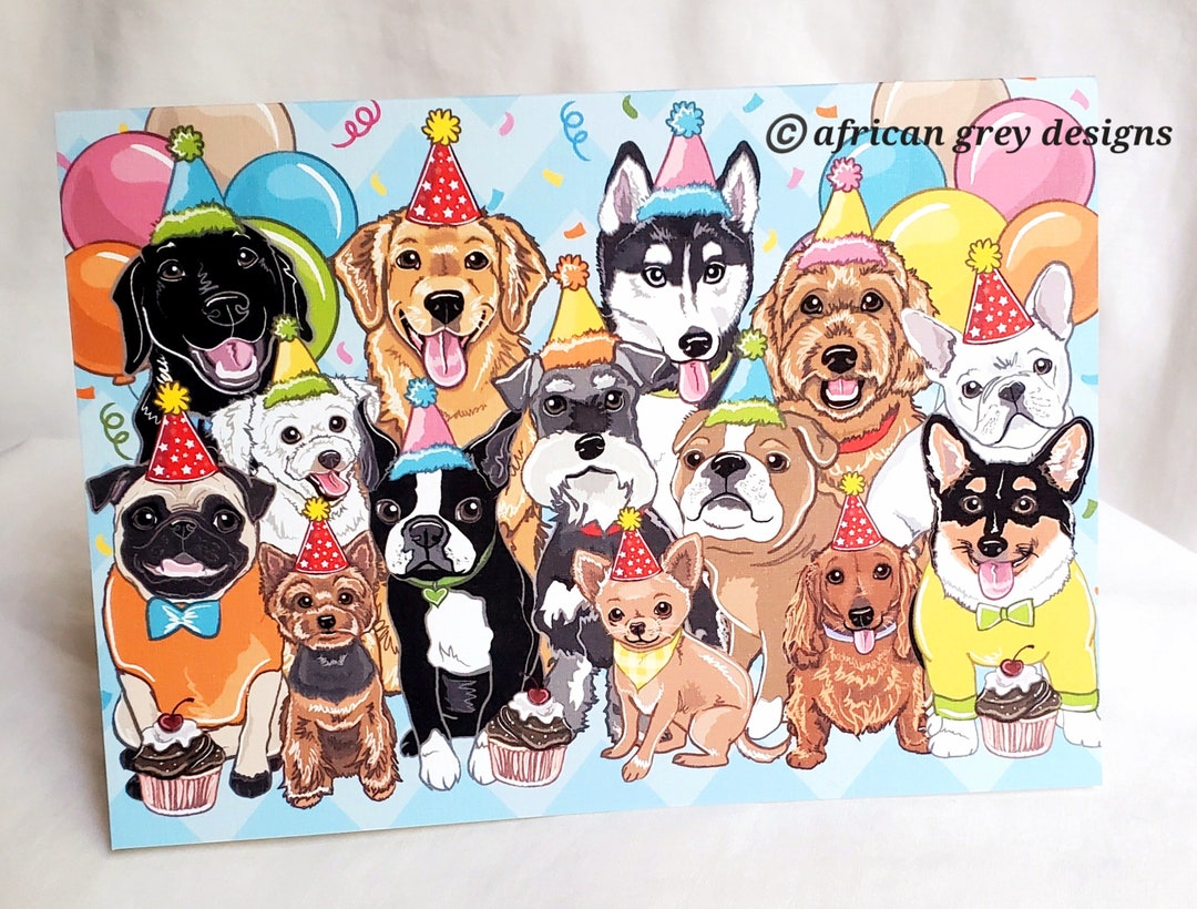 Birthday Dog Pack Greeting Card - Etsy