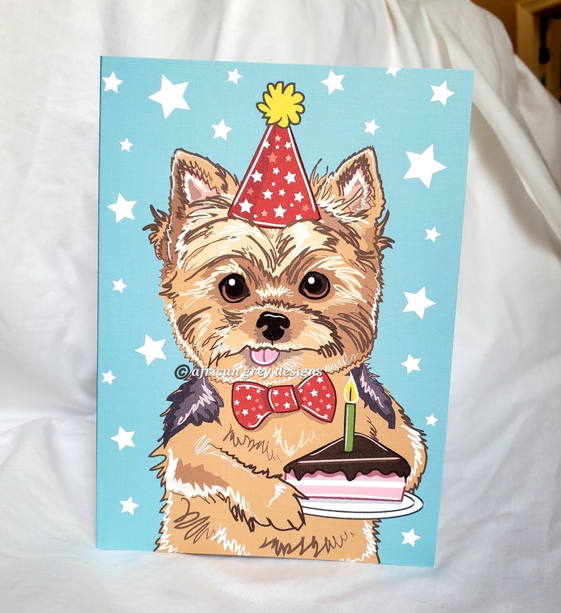 Yorkie Birthday Cake Greeting Card image 1