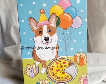 Pizza Corgi Greeting Card