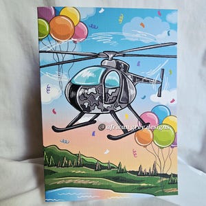 Helicopter Birthday Greeting Card