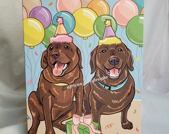 Birthday Chocolate Labs Greeting Card