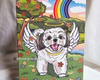 Shih Tzu Rainbow Meadow Greeting Card
