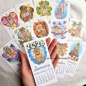 2026 Golden Retriever Calendar - Mini Desk Size - Printed on Recycled Linen Paper - Available With or Without Mini Easel