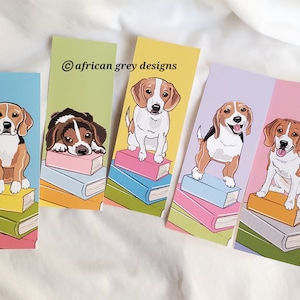 Beagle Bookmarks - Beagles on Books - Eco-friendly Set of 5