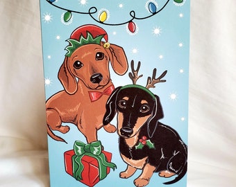 Christmas Dachshunds Greeting Card
