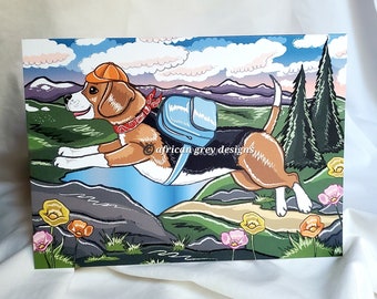 Explorer Beagle Greeting Card - Mountain Scene