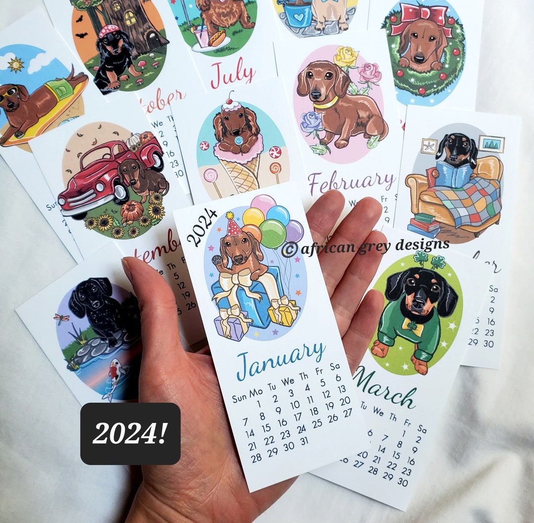 2024 Dachshund Calendar Mini Desk Size Printed on Recycled Etsy