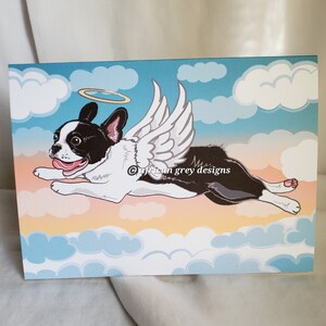 Flying Boston Terrier Angel Greeting Card