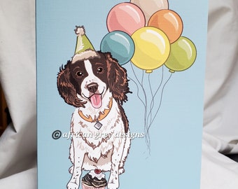 Springer Spaniel 'n Balloons Greeting Card