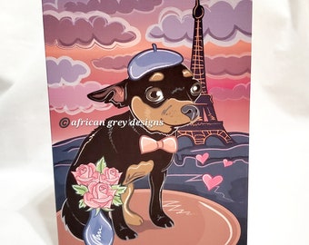 Chihuahua Paris Sunset Greeting Card