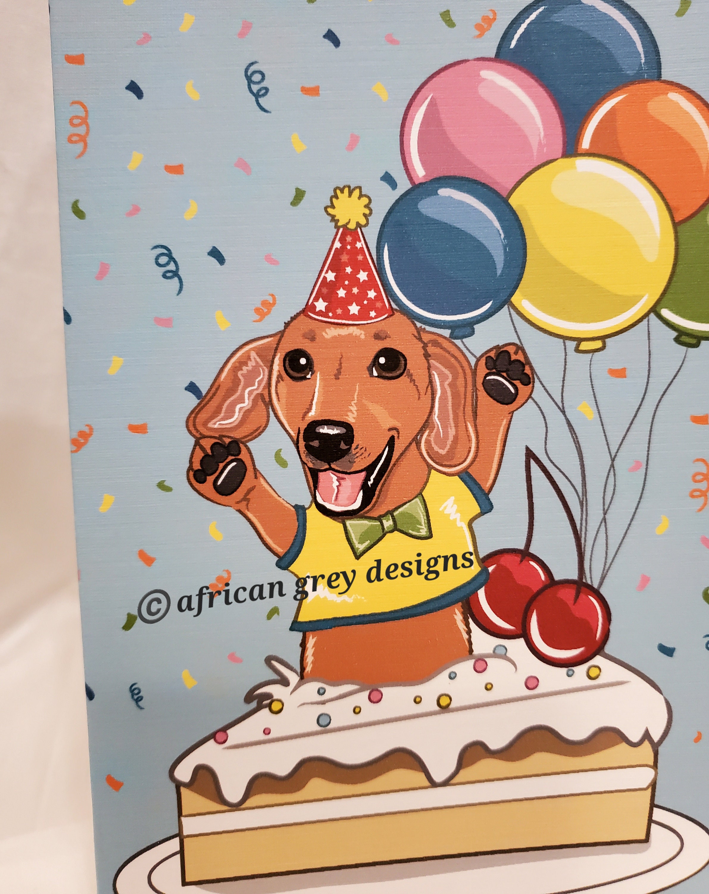 Dachshund 'n Birthday Cake Greeting Card - Etsy