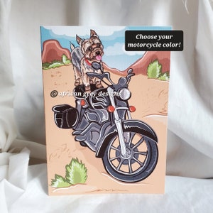 Motorcycle Yorkie Greeting Card