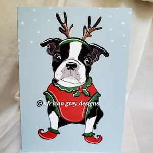 Boston Terrier Elf Greeting Card
