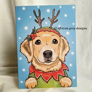 Reindeer Golden Retriever Greeting Card