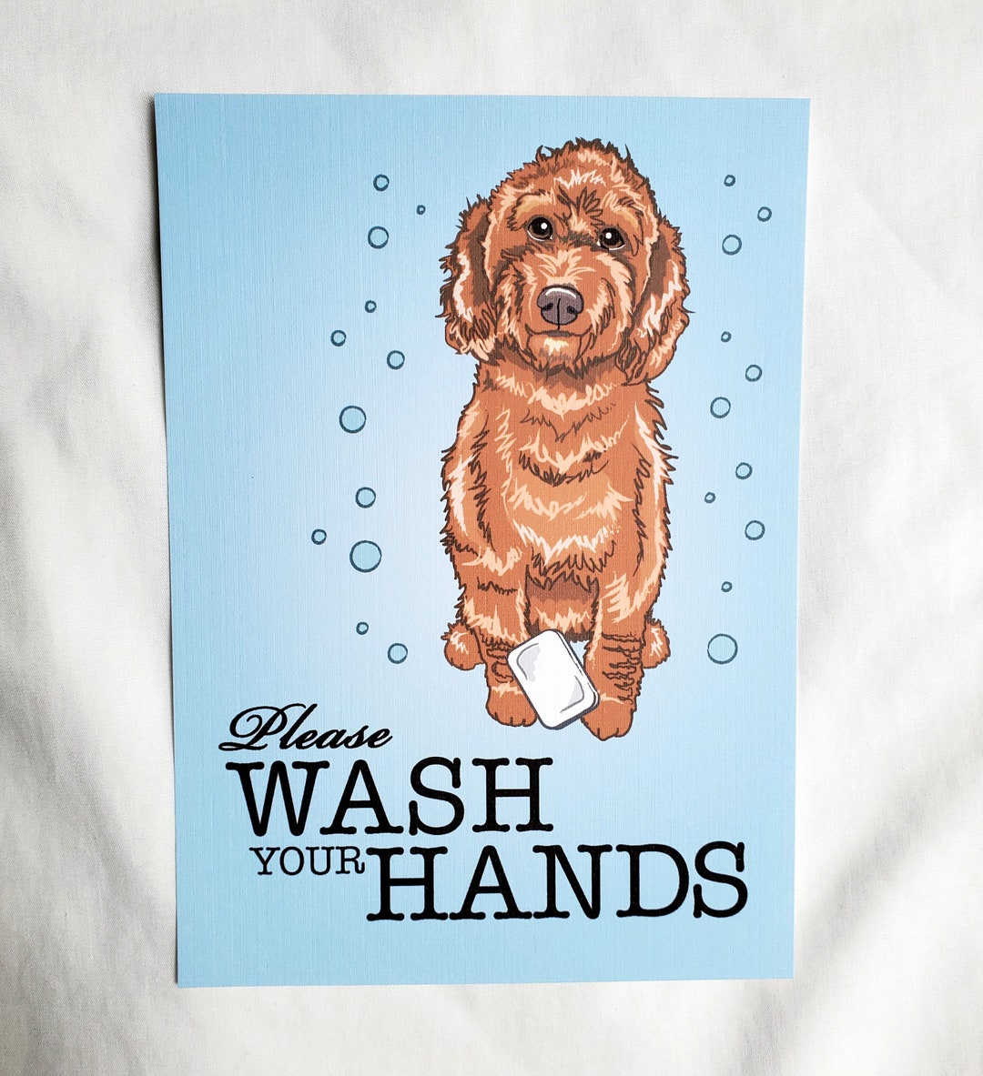 Goldendoodle Wash Your Hands Print 5x7 Ecofriendly Size Etsy