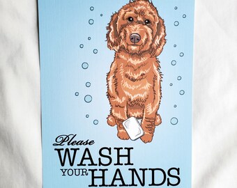 Goldendoodle Wash Your Hands Print - 5x7 Eco-friendly Size