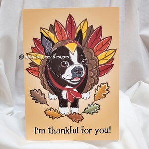 Thanksgiving Boston Terrier Greeting Card