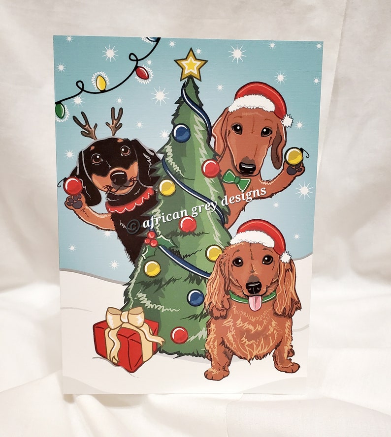 Christmas Tree Dachshunds Greeting Card - Etsy
