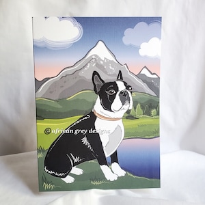 Mountain Boston Terrier Greeting Card
