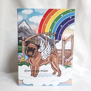 Rainbow Bridge Brussels Griffon Angel Greeting Card