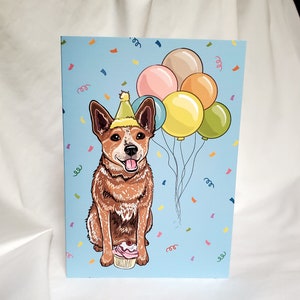 Red Heeler &#39;n Balloons Greeting Card
