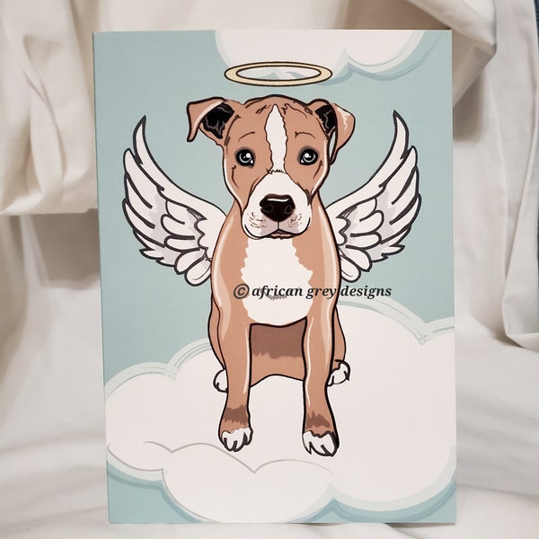 Angel Pit Bull Greeting Card - Tan Fur