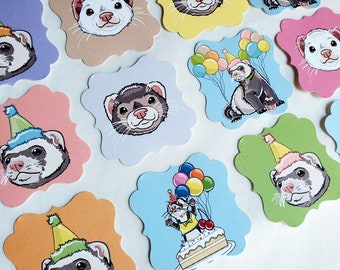 Ferret Die Cut Collection - Eco-friendly Set of 12 - Scrapbooking Embellishment