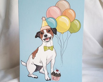 Jack Russell 'n Balloons Greeting Card