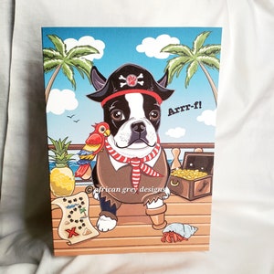 Boston Terrier Pirate Greeting Card
