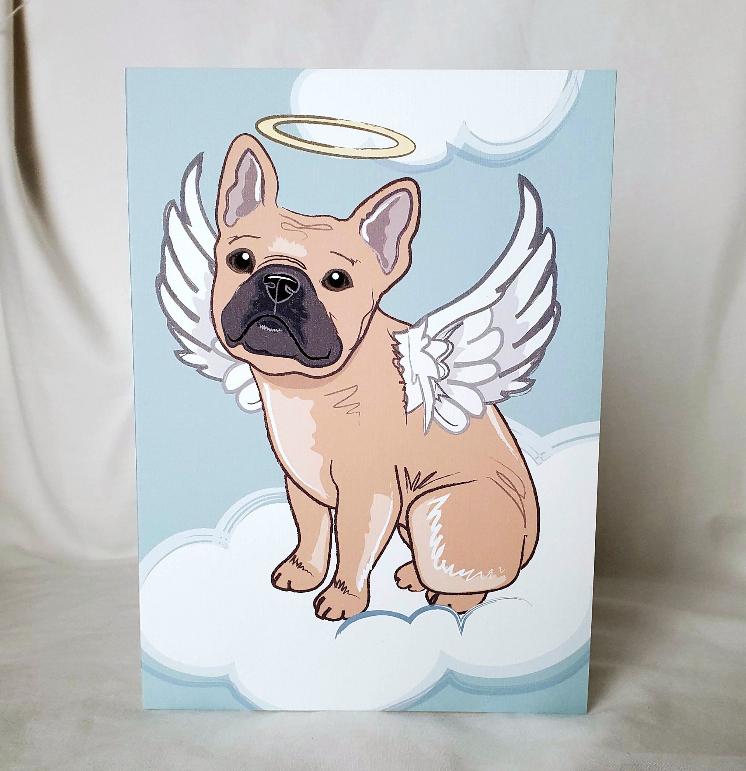 Angel French Bulldog Greeting Card - Tan Fur - Choose Your
